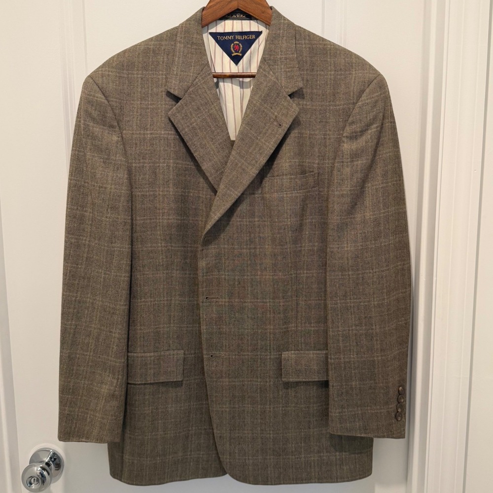 Tommy Hilfiger Blazer Mens 42R Wool Glen Plaid Sport Coat